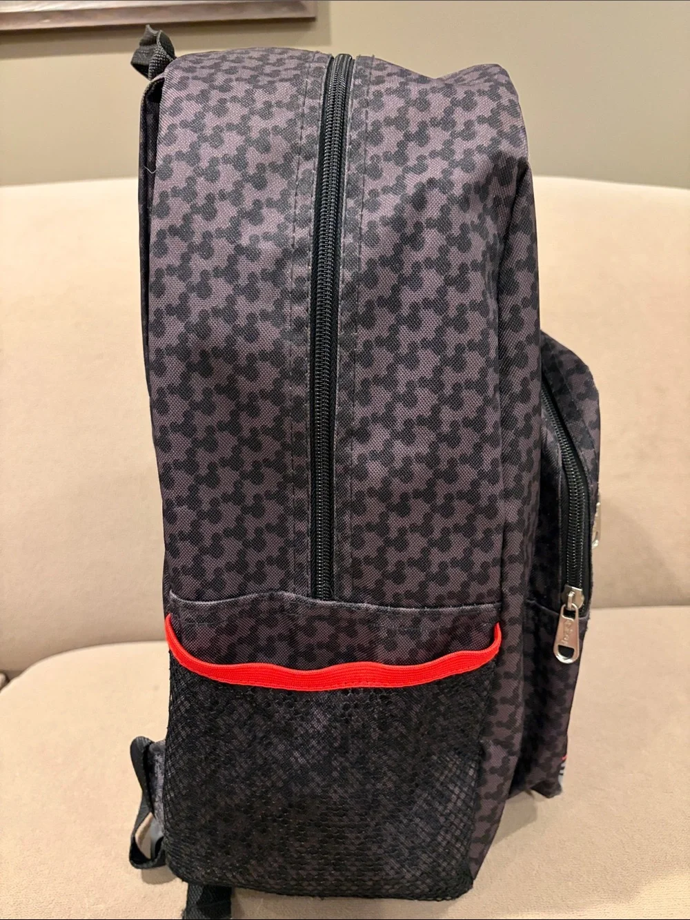Disney Black & Dark Gray Mickey Mouse Backpack with Red Accents